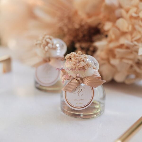 Yuvarlak Cam Şişe Çiçek Süslemeli Eyüp Sabri Tuncer Hediyelik Kolonya