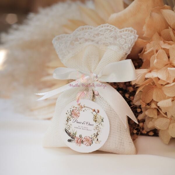 Hediyelik Ekru Lavanta Kesesi