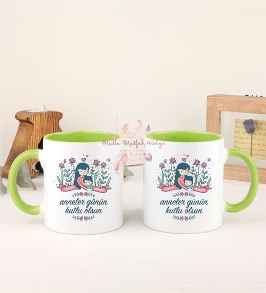 Anneler Günü İkili Yeşil Kupa Bardak