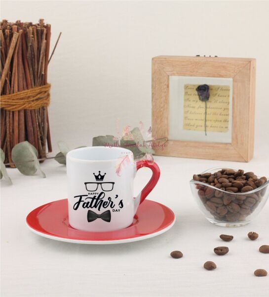 Babalar Günü Kırmızı Türk Kahvesi Fincanı