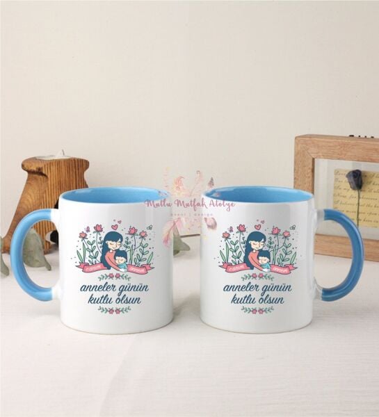 Anneler Günü İkili Mavi Kupa Bardak