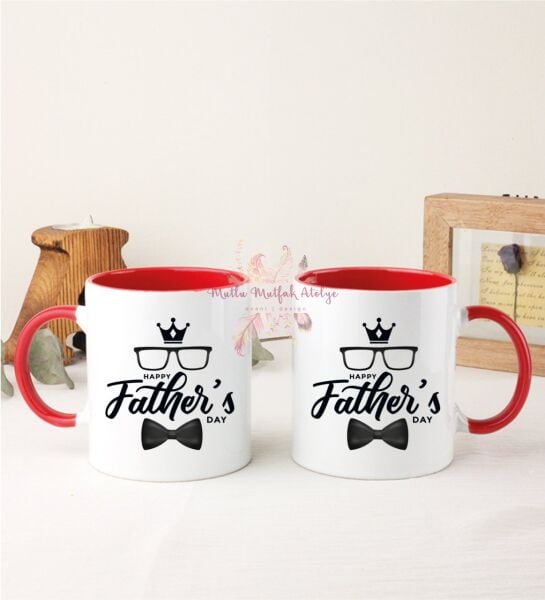 Babalar Günü İkili Kırmızı Kupa Bardak