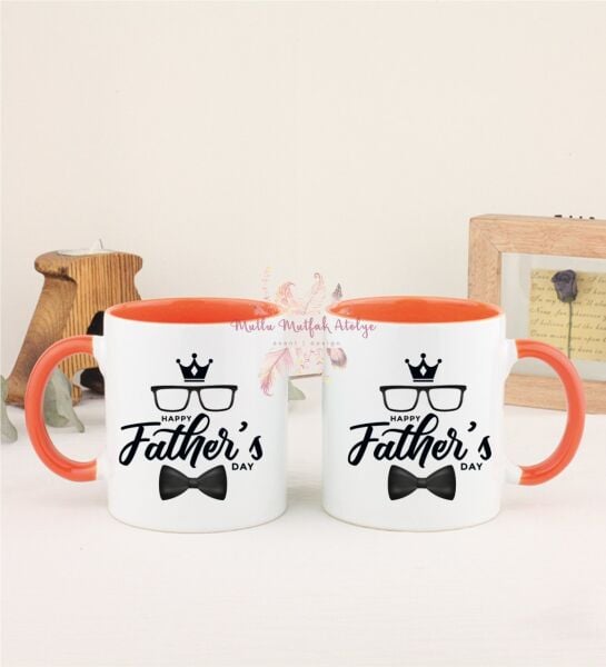 Babalar Günü İkili Turuncu Kupa Bardak