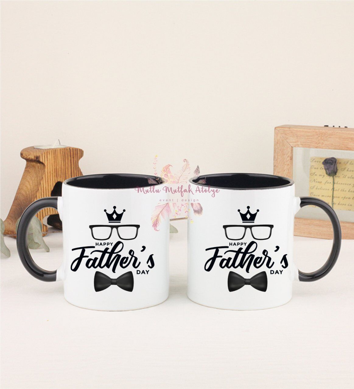 Babalar Günü İkili Siyah Kupa Bardak