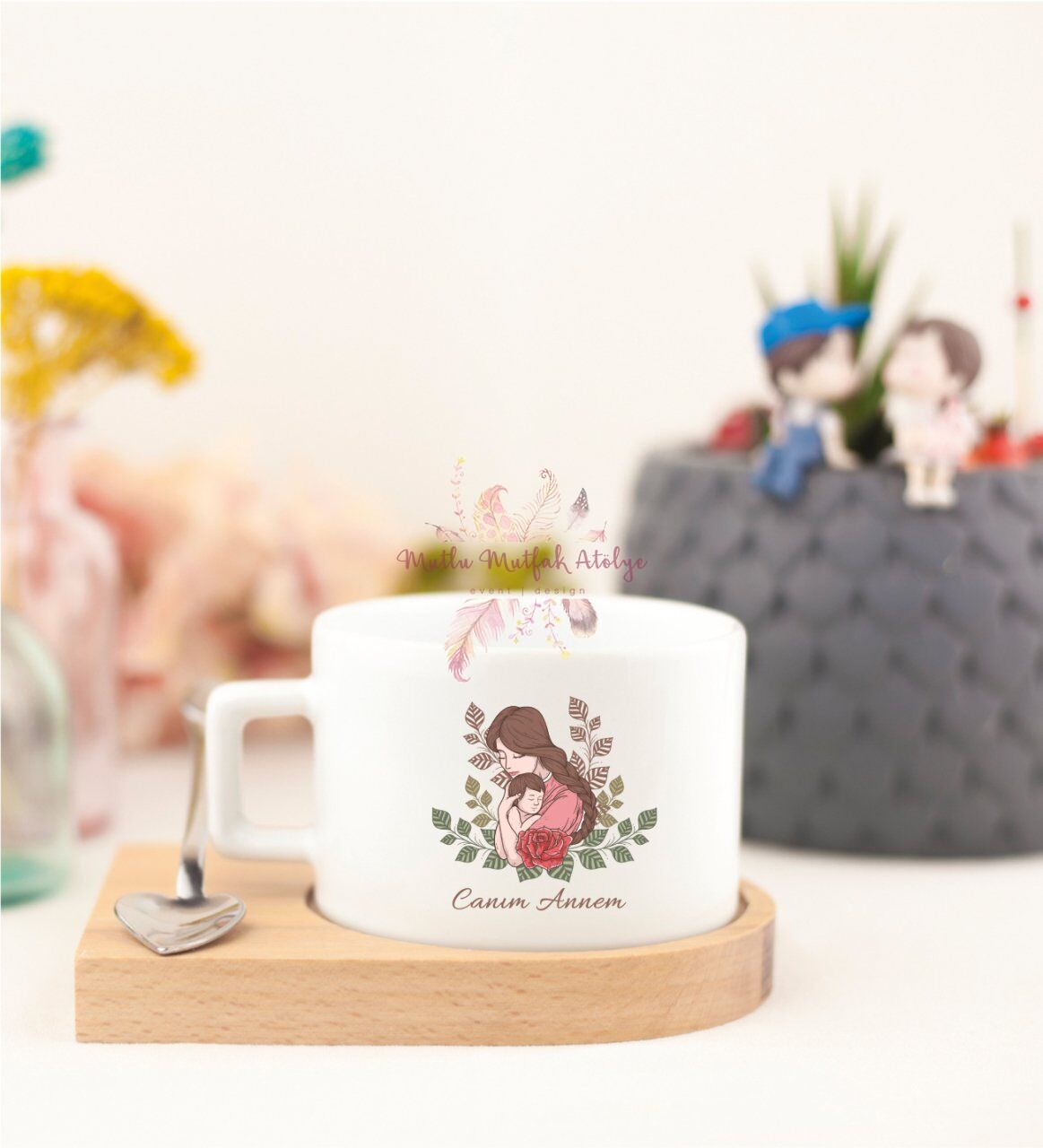 Anneler Günü Ahşap Altlıklı Fincan