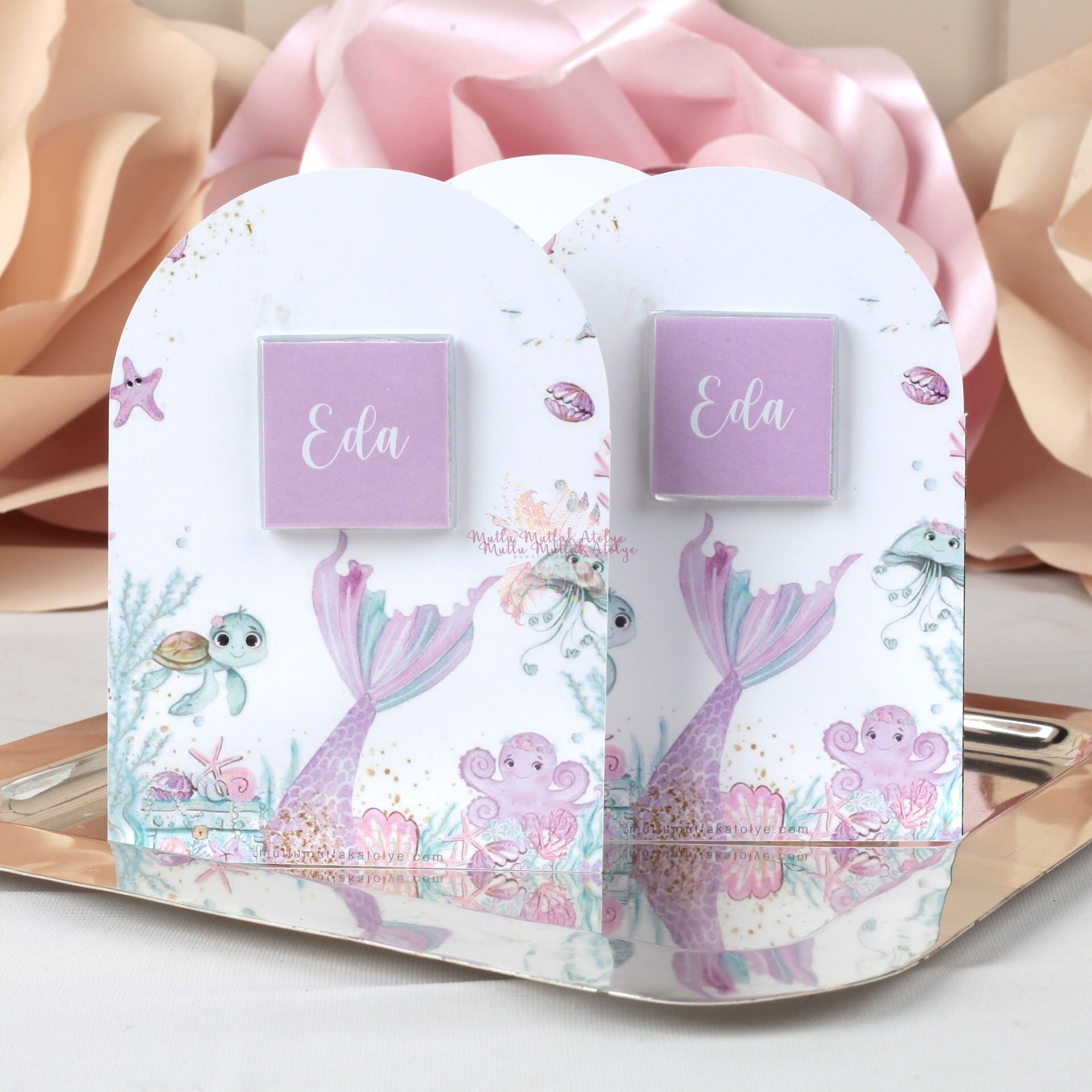 Deniz Kızı Konseptli Kartlı Sütlü Çikolata – Yenidoğan Bebek ve Özel Gün Hediyeliği