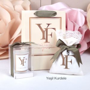 Hediyelik Kutulu Yükseltili Mum Lavanta Kesesi Ve Baskılı Karton Çanta Seti