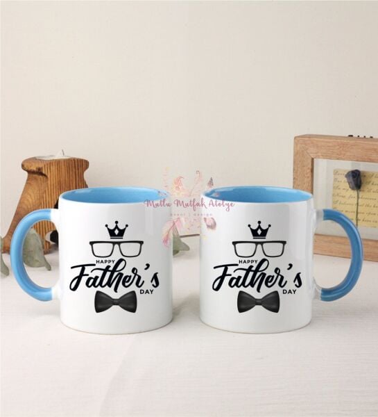 Babalar Günü İkili Mavi Kupa Bardak