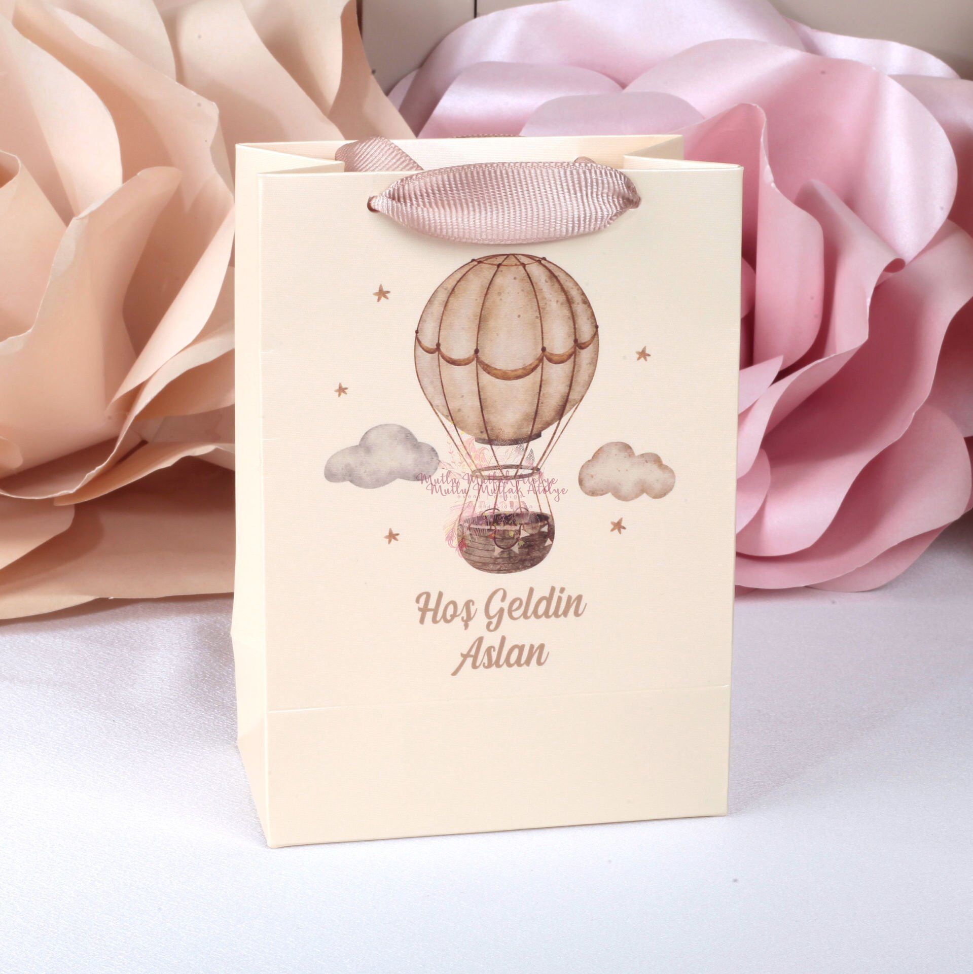 Balon Temalı Baskılı Karton Çanta