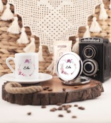 Kişiye Özel Türk Kahvesi Fincanı ve Aynalı Set İsimli