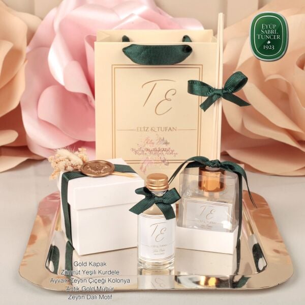Düğün, Nişan ve Söz İçin Özel Hediyelik Set – Mum, Oda Kokusu, Kolonya ve Baskılı Çanta