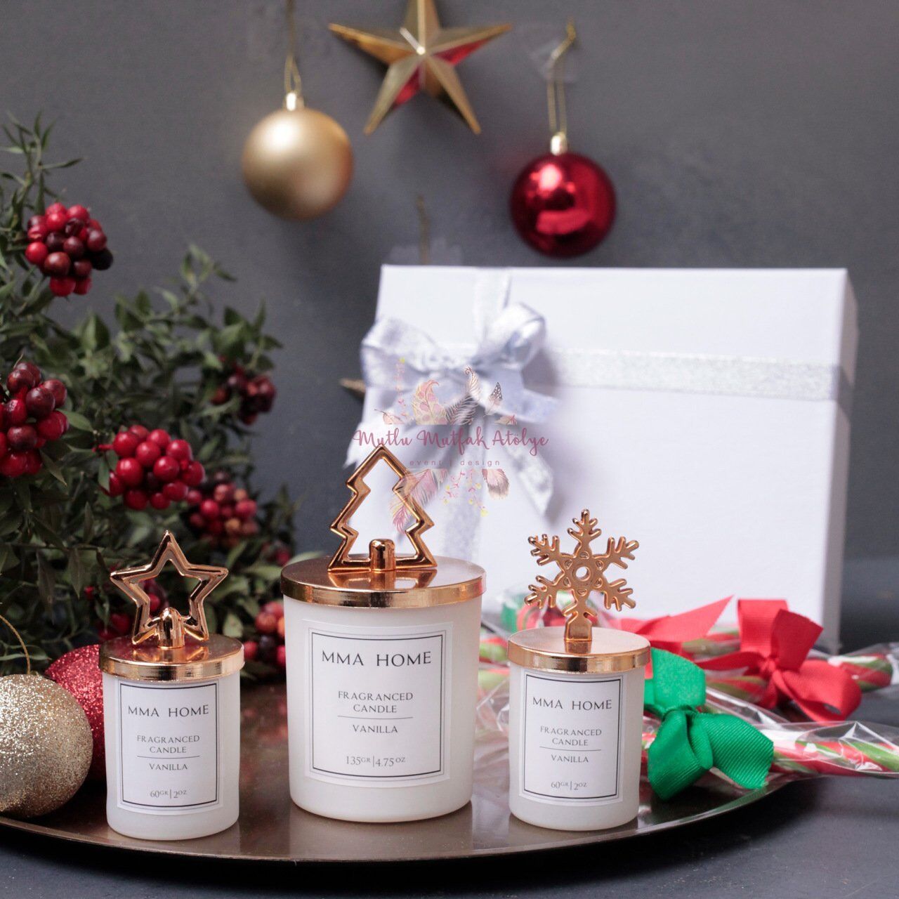 Yılbaşı Hediyesi Kutulu Mum Seti