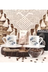 Kişiye Özel Öğretmenler Günü Hediyesi İsimli Çiçek Motifli  İkili Türk Kahvesi Fincanı