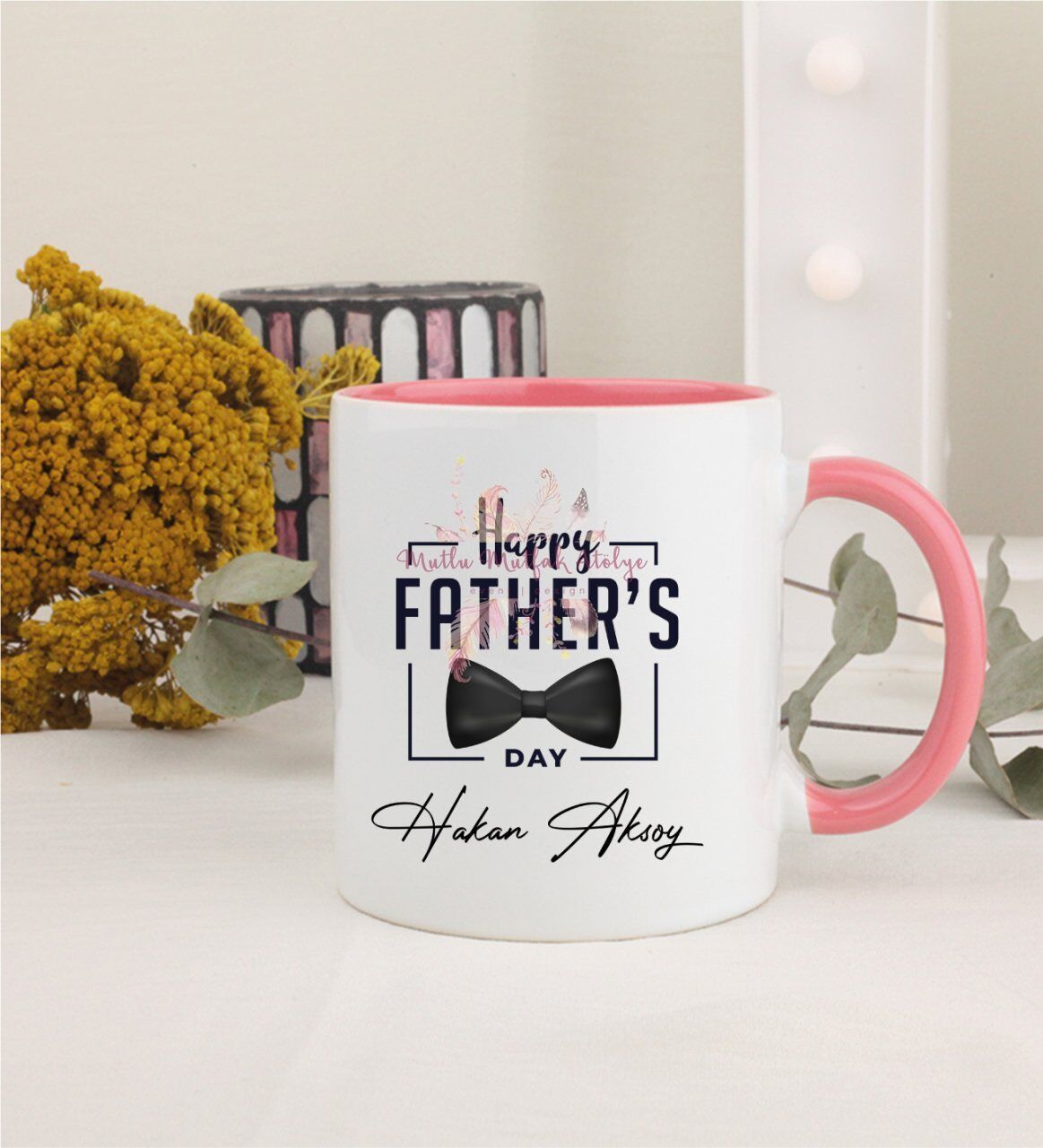 Kişiye Özel Babalar Günü Pembe Kupa Bardak