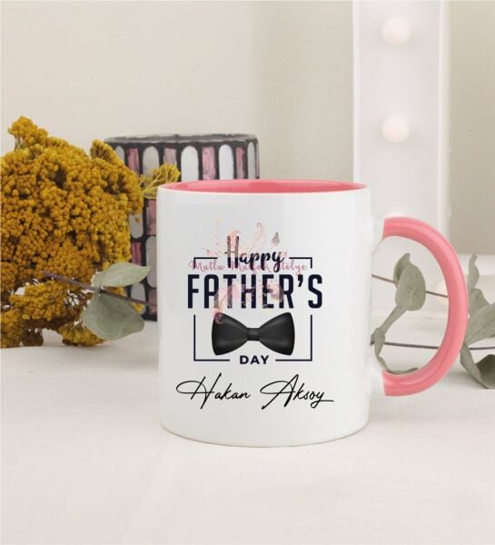 Kişiye Özel Babalar Günü Pembe Kupa Bardak