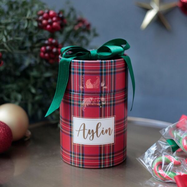 Yılbaşı Konseptli Ekoseli Hediye Kutusu