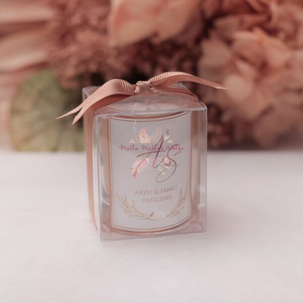 Hediyelik Kutulu Mum Çiçek Motifli