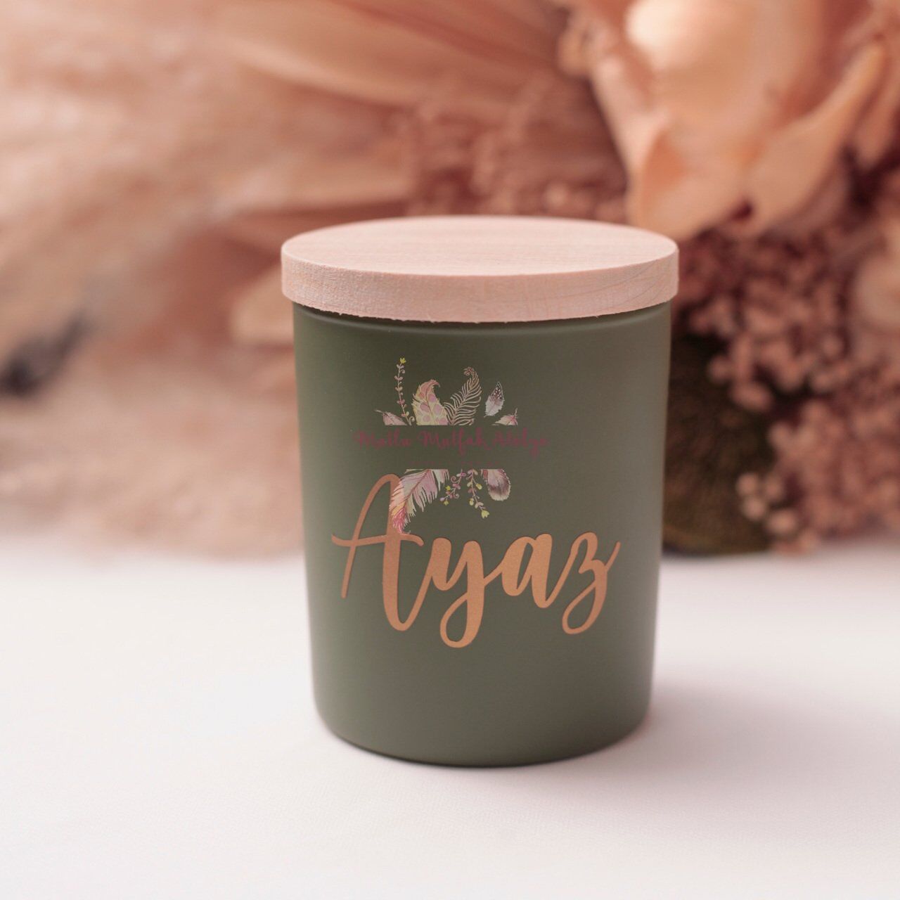 Kişiye Özel Hediyelik Mum ahşap Kapaklı