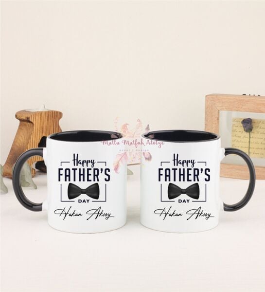 Kişiye Özel Babalar Günü İkili Siyah Kupa Bardak