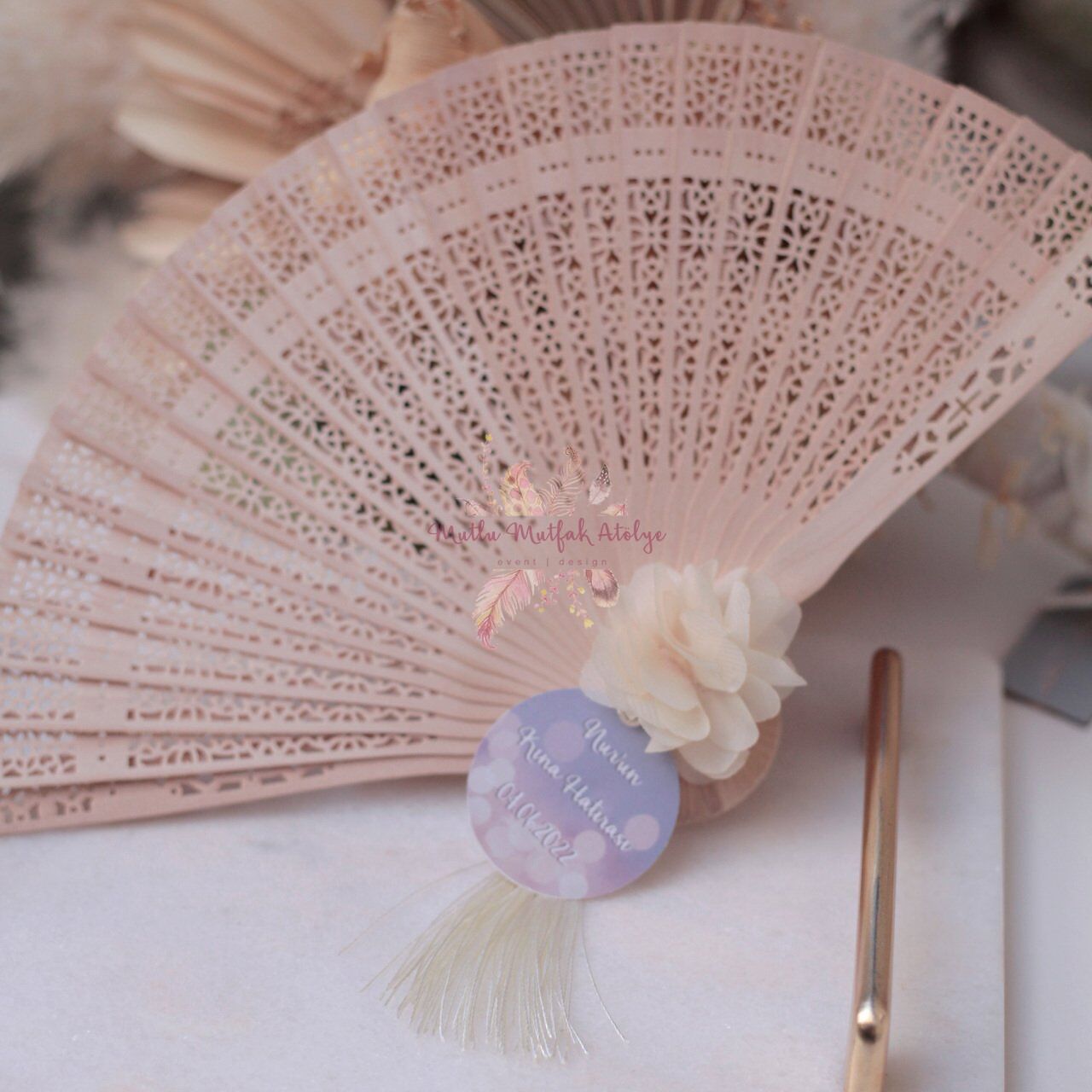 Süslenmiş Bambu Yelpaze