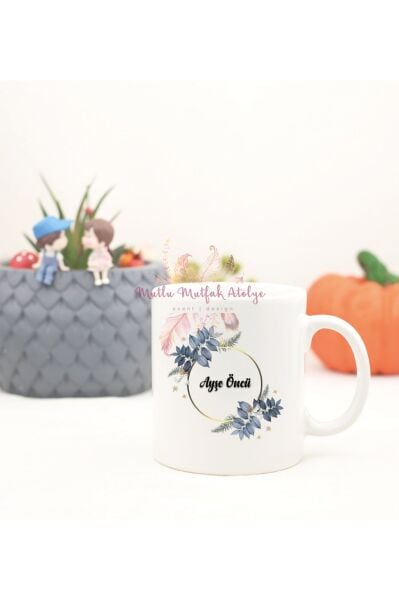 Kişiye Özel Öğretmenler Günü Hediyesi İsimli Çiçek Motifli  Kupa Bardak
