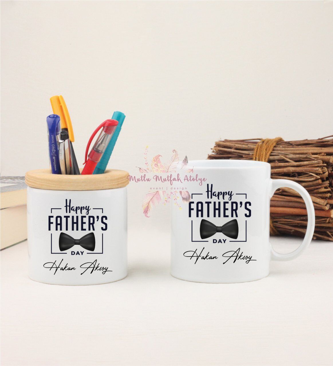 Kişiye Özel Babalar Günü Kalemlik ve Kupa Bardak