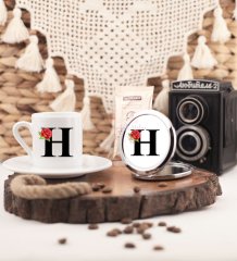 Türk Kahvesi Fincanı ve Aynalı Set H Harfi