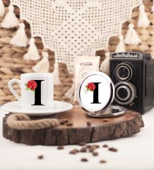Türk Kahvesi Fincanı ve Aynalı Set I Harfi