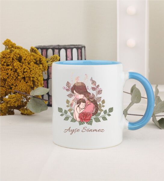 Kişiye Özel Anneler Günü Mavi Kupa Bardak