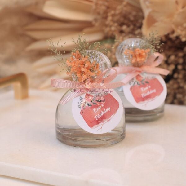 Yuvarlak Cam Şişe Çiçek Süslemeli Eyüp Sabri Tuncer Hediyelik Kolonya