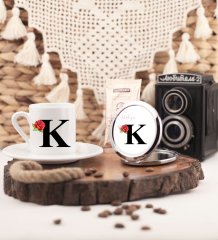 Türk Kahvesi Fincanı ve Aynalı Set K Harfi
