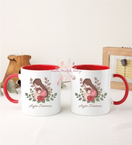 Kişiye Özel Anneler Günü İkili Kırmızı Kupa Bardak