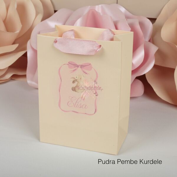 Tavşan Temalı Baskılı Karton Çanta Doğum Günü Hediyeliği İçin