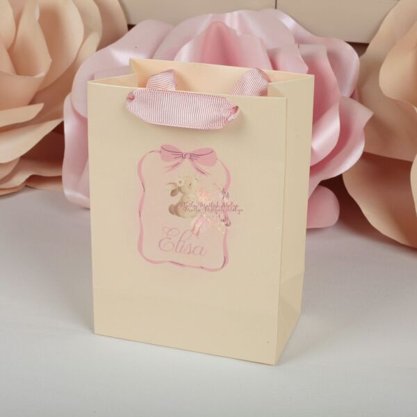 Tavşan Temalı Baskılı Karton Çanta Doğum Günü Hediyeliği İçin