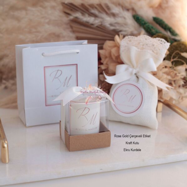 Hediyelik Kokulu Mum Karton Çanta Seti ve Lavanta Kesesi Yenidoğan Bebek