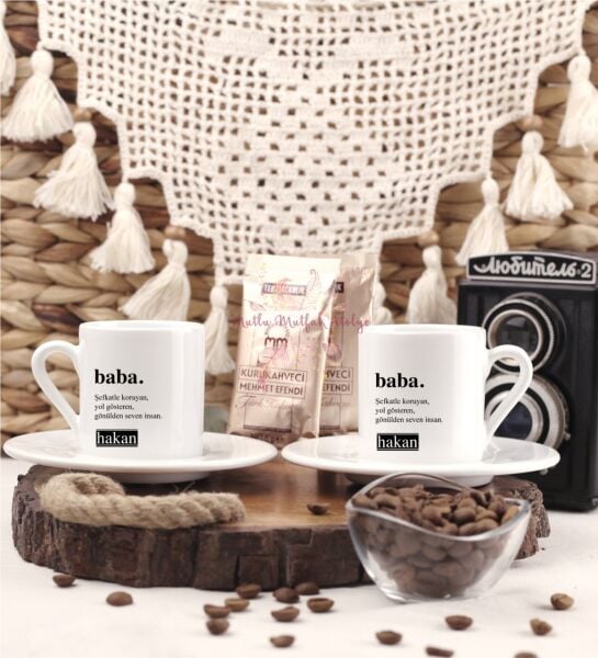 Kişiye Özel Babalar Günü İkili Türk Kahvesi Fincanı