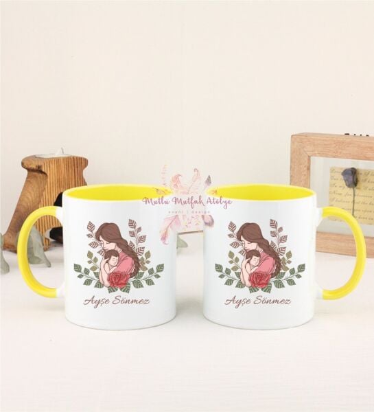 Kişiye Özel Anneler Günü İkili Sarı Kupa Bardak