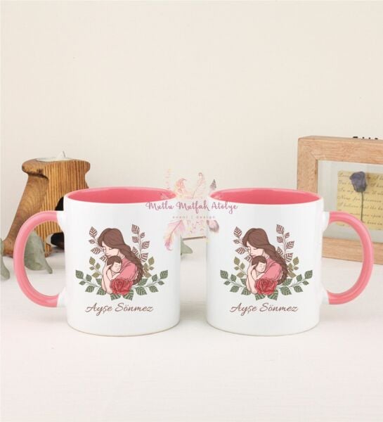 Kişiye Özel Anneler Günü İkili Pembe Kupa Bardak