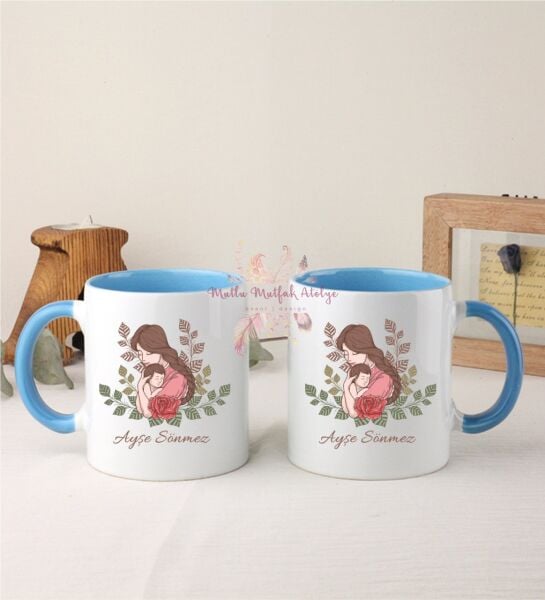 Kişiye Özel Anneler Günü İkili Mavi Kupa Bardak