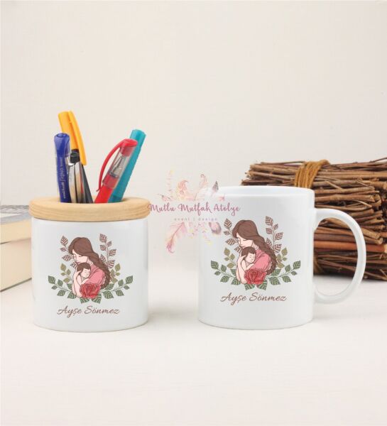 Kişiye Özel Anneler Günü Kalemlik ve Kupa Bardak