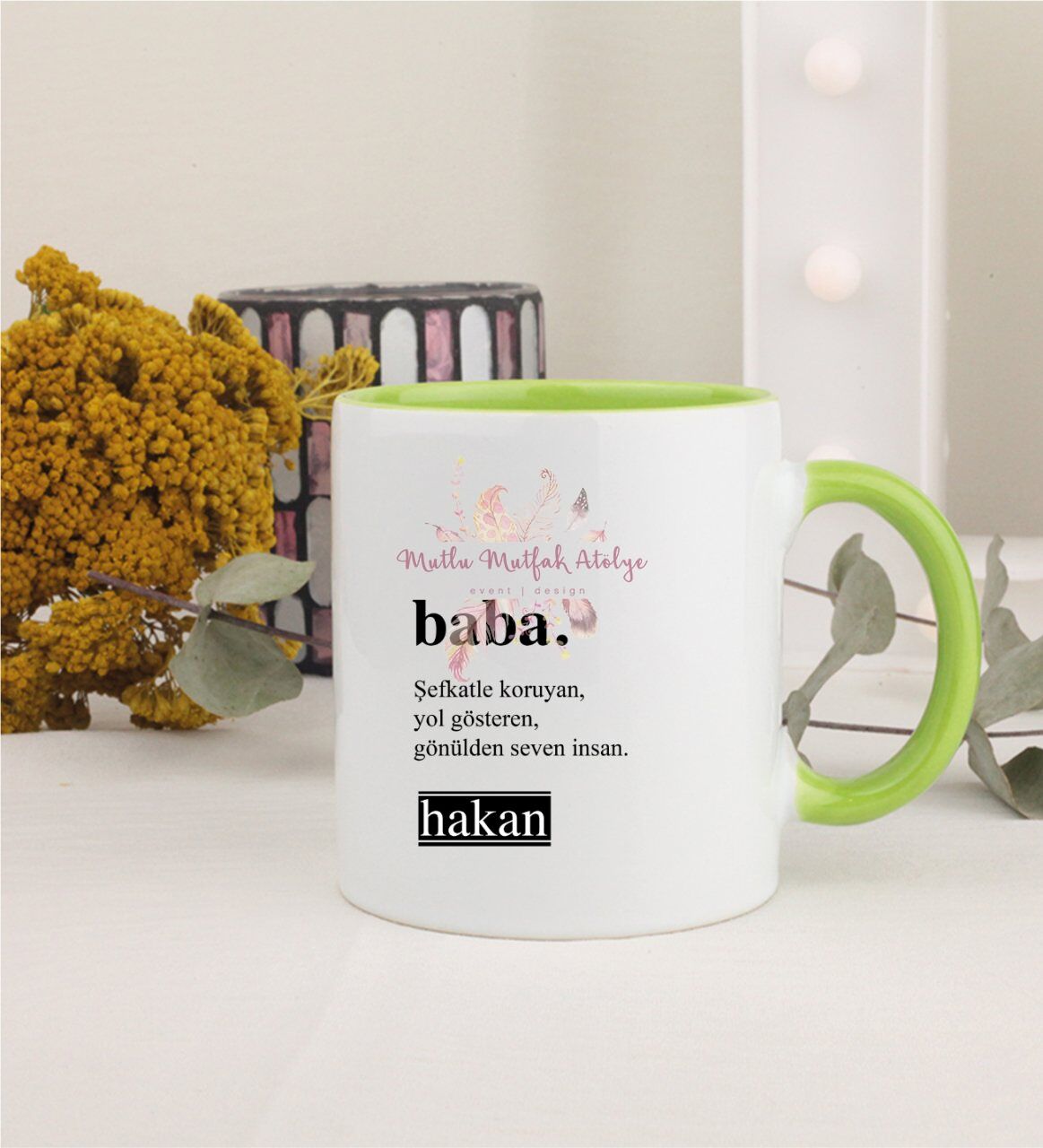 Kişiye Özel Babalar Günü Yeşil Kupa Bardak