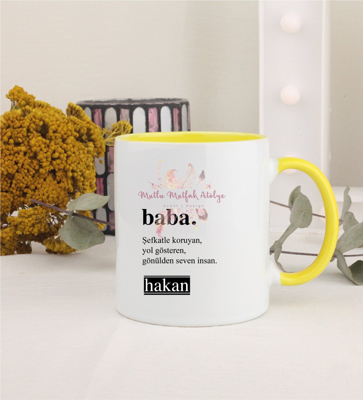 Kişiye Özel Babalar Günü Sarı Kupa Bardak
