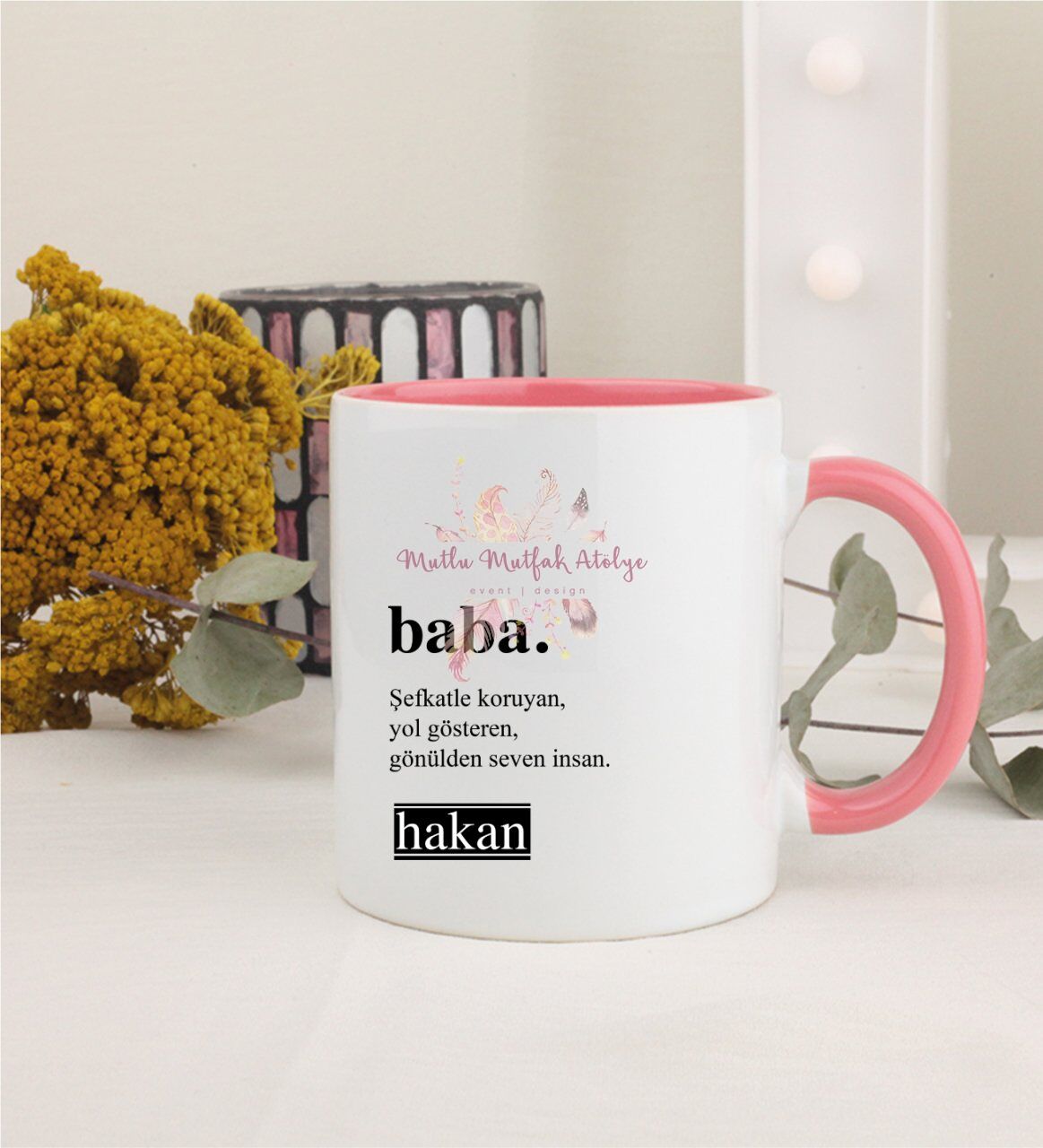 Kişiye Özel Babalar Günü Pembe Kupa Bardak