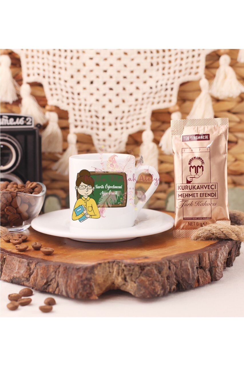 Kişiye Özel Öğretmenler Günü Hediyesi Bayan Öğretmen Mesleki Türk Kahvesi Fincanı
