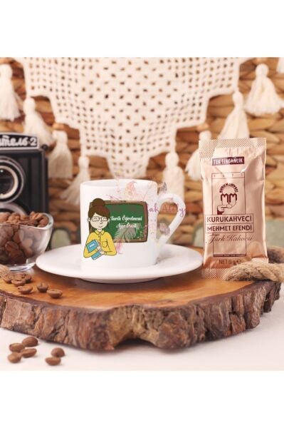 Kişiye Özel Öğretmenler Günü Hediyesi Bayan Öğretmen Mesleki Türk Kahvesi Fincanı