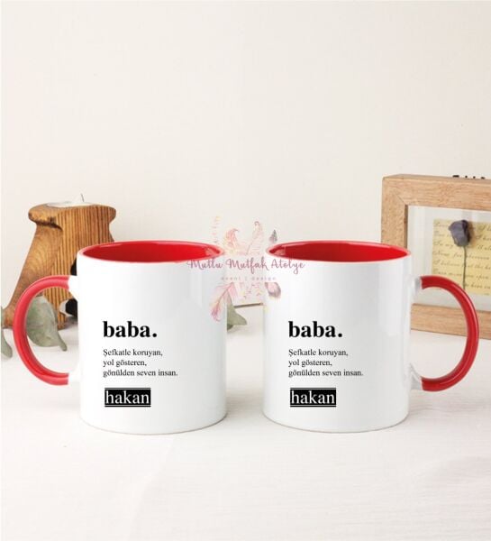 Kişiye Özel Babalar Günü İkili Kırmızı Kupa Bardak