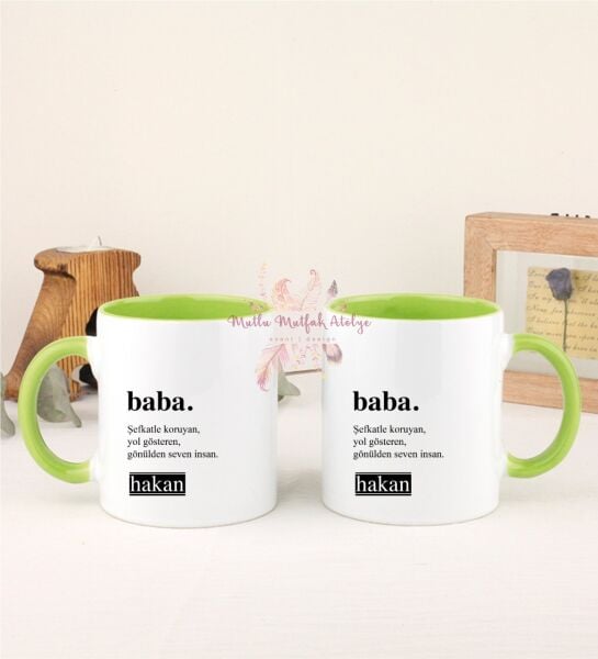 Kişiye Özel Babalar Günü İkili Yeşil Kupa Bardak