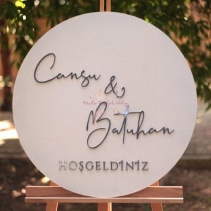 Beyaz Ahşap Karşılama Panosu