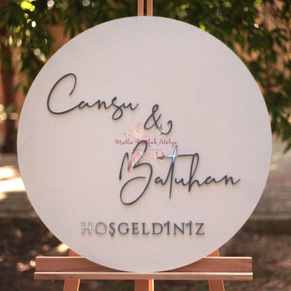 Beyaz Ahşap Karşılama Panosu