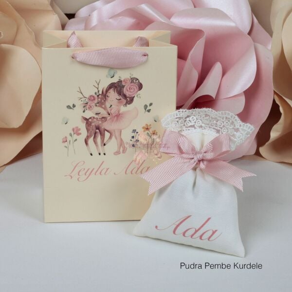 Ceylan Figürlü Lavanta Kesesi ve Baskılı Çanta Seti | Kız Bebek Doğum & Doğum Günü Hediyelikleri